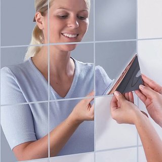 9/16 Pieces/lots 15cm15cm Wall Sticker Silver Kitchen Decorative Self-adhesive Mosaic Bathroom Mirror Surface Waterproo