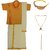 Preethi Dresses Golden and Beige Silk Dhoti and Shirt combo with Chain, Bracelet, Angavastra