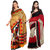 Parchayee Beige,Beige Art Silk,Chiffon Printed Saree With Blouse (Combo of 2)