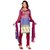 Fabdeal Casual Wear Magenta  Blue TopChiffon with embroidered neck line Printed Salwar Kameez