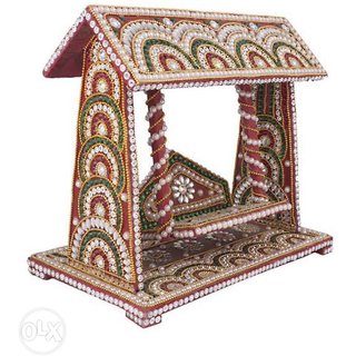 Buy Handmade Laddu Gopal Stone Studded Janmashtami Jhula With
