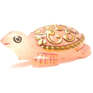 Mahna Original Rose Quartz Gold Painted Tortoise/Kachhua Statue 117 Gm(Free Five Mukhi Rudraksha)