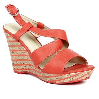 Buy Reyna Stylish Orange Wedge Heeled Sandals Online- Shopclues.com