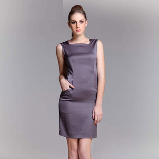 Satin Dress With V Shaped Back Neckline