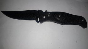 Button foldeble  BLACK CARBON FIBER finish Pocket Knife with safety lock 6.6''+