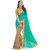 Melluha New Designer Green and Beige Color Party Festive Wear Half N Half Chiffon Saree With Blouse Piece