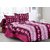 Welhouse Cotton Floral Pink Double Bedsheet with 2 Contrast Pillow Covers(TC-129)