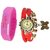 CooolHim Combo of Pink Vintage Analog  Red Silicon Led Watch