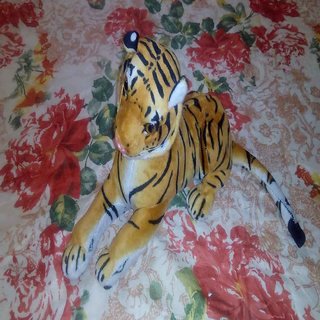 very cute and soft tiger teddy in yellow and black color for kids