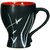 Coffee Mug Ceramic/Stoneware in Black  Red Leaf Assorted  (Set of 1) Handmade By Caffeine