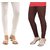 Stylobby White And Brown Cotton Lycra Pack Of 2 Leggings