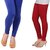 Stylobby Blue And Red Cotton Lycra Pack Of 2 Leggings