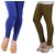 Stylobby Blue And Olive Green Cotton Lycra Pack Of 2 Leggings