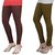 Stylobby Brown And Olive Green Cotton Lycra Pack Of 2 Leggings