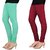 Stylobby Green And Maroon Cotton Lycra Pack Of 2 Leggings