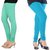 Stylobby Green And Sky Blue Cotton Lycra Pack Of 2 Leggings