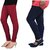 Stylobby Maroon And Navy Blue Cotton Lycra Pack Of 2 Leggings