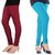 Stylobby Maroon And Sky Blue Cotton Lycra Pack Of 2 Leggings