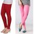 Stylobby Red And Baby Pink Cotton Lycra Pack Of 2 Leggings