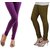 Stylobby Purple And Olive Green Cotton Lycra Pack Of 2 Leggings