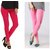 Stylobby Hot Pink And Baby Pink Cotton Lycra Pack Of 2 Leggings