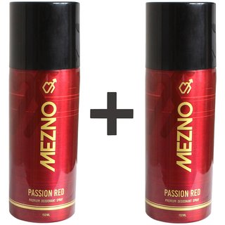 Mezno Passion Red - Long Lasting Fragrance Deodorant Body Spray For Men-24 Hrs Fresh Power Deo -150ml (Buy 1 Get 1 Free)