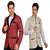Trustedsnap Men's Khaki & Maroon Regular Fit Nehru Jacket Blazer Pack Of 2