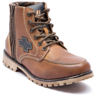 Buy Yezdi Men S Tan Leather Casual Lace Up Boots Online 1589