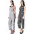 Westrobe Women White Polka Dot And Black Floral Printed Crepe Jumpsuits Combo