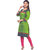 Green Colour Cotton Printed Kurti with Work