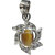 Aldomin Tiger Eye With Small Zircon .925 Sterling Silver Pendant