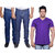 Indistar Men's Combo Pack Offer 2 Ragular Fit Denim Jeans with 1 Cotton Round Neck Half Sleeve T-Shirt (Size-M)