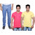 Indistar Men's Combo Pack Offer 1 Ragular Fit Denim Jeans with 2 Cotton Round Neck Half Sleeve T-Shirt (Size-M)