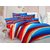 Welhouse Cotton Stripes Multi Double Bedsheet with 2 Contrast Pillow Covers(TC-129)