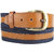 Genuine Leather and Cotton Canvas Blue  Tan Men's Belt by Aditi Wasan