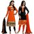 Beelee Typs Black and Orange Embroidered Cotton Salwar Suit Material