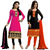kingberry Black and Pink Embroidered Cotton Salwar Suit Material