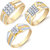 Pack of 3 Sukkhi Alloy Gold Plated Cubic Zirconia (CZ) Stone Ring For Men
