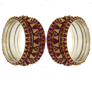 Anuradha Art Multi Colour Studded with Sparkling Stone Stylish Eye-Pleasing Traditional Bangles Set for Women//Girls