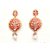 Ladies Earrings High Fashion Party Wear Ethnic Gold Polish -NEON PINK
