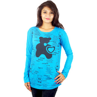 Buy Diamond Fashion Sky Blue Color Full Sleeve Printed Cotton T Shirt For Girls Women Online 299 From Shopclues