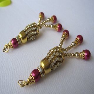Buy Pink Golden Latkan Brooch Tassels with Diamond for Kurti