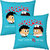 Little India Blue Designer Romantic Printed Cushions Pair