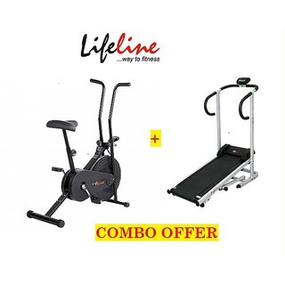 Buy Lifeline Manual Treadmill Lifeline Manual Static Cycle Combo