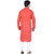 Kisah Red  Orange Striped textured Full Sleeve Cotton Kurta for Men