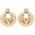 Kriaa Gold Plated White kundan And Pearl Drop Earrings