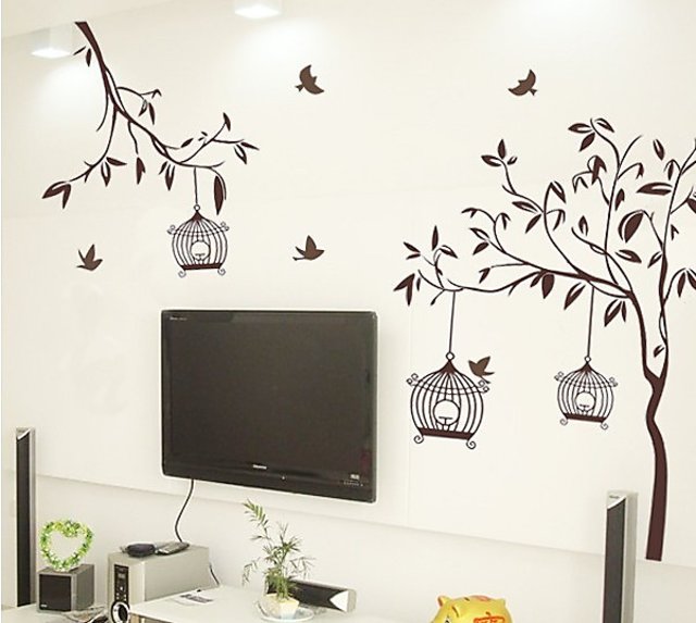 Acrylic Wall -Sticker Mirror Tree Decorative DIY Art TV Background
