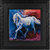 Multicolored MDF Matte painting  of running Horse with Black Texture frame, ready to hang.