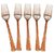 Set Of 5 Prisha India Craft  High Quality Handmade Steel Copper Fork ,Length 7.00 Inches, Copper Dinnerware Accessories- Diwali Gift With Handmade Wooden Keyring And Copper Cleaning Powder
