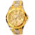 Round Dial Gold & Silver Stainless Steel Strap Quartz Watch for Men